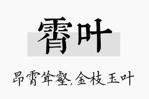 霄叶名字的寓意及含义