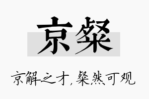 京粲名字的寓意及含义