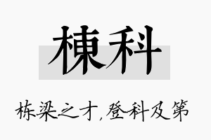 栋科名字的寓意及含义