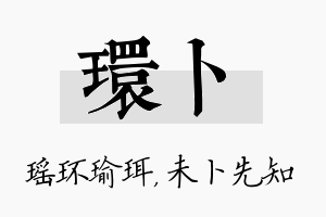 环卜名字的寓意及含义