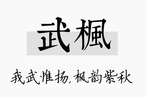 武枫名字的寓意及含义