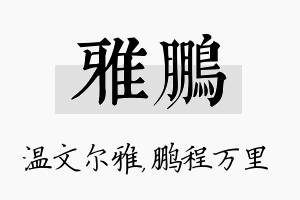 雅鹏名字的寓意及含义