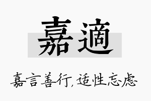 嘉适名字的寓意及含义