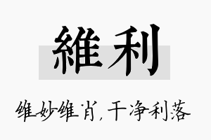 维利名字的寓意及含义