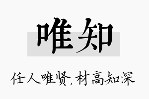 唯知名字的寓意及含义