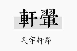 轩翚名字的寓意及含义