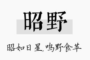 昭野名字的寓意及含义