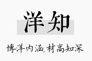 洋知名字的寓意及含义