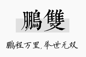 鹏双名字的寓意及含义