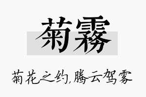 菊雾名字的寓意及含义