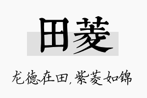 田菱名字的寓意及含义