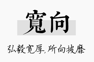 宽向名字的寓意及含义