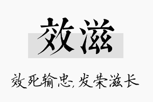 效滋名字的寓意及含义