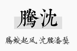 腾沈名字的寓意及含义