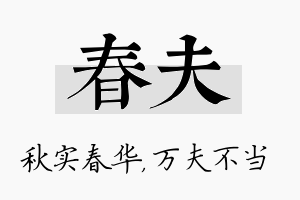 春夫名字的寓意及含义