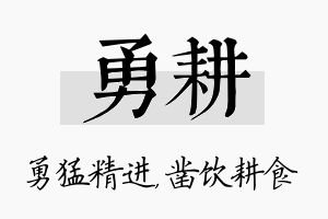 勇耕名字的寓意及含义