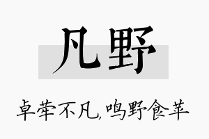 凡野名字的寓意及含义