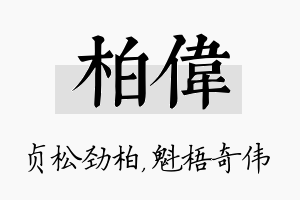 柏伟名字的寓意及含义