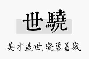 世骁名字的寓意及含义