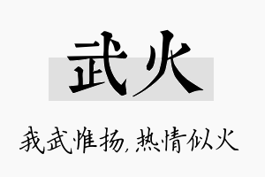 武火名字的寓意及含义