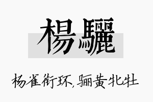 杨骊名字的寓意及含义