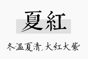 夏红名字的寓意及含义