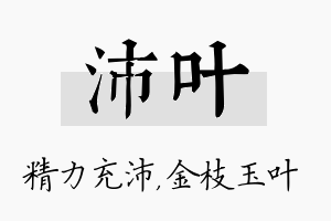 沛叶名字的寓意及含义