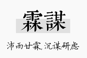 霖谋名字的寓意及含义