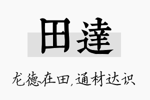 田达名字的寓意及含义