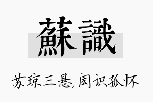 苏识名字的寓意及含义