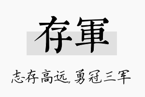 存军名字的寓意及含义