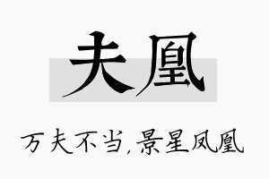 夫凰名字的寓意及含义