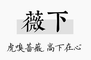 薇下名字的寓意及含义