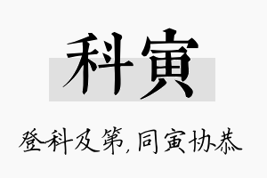 科寅名字的寓意及含义