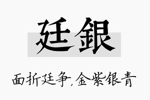 廷银名字的寓意及含义