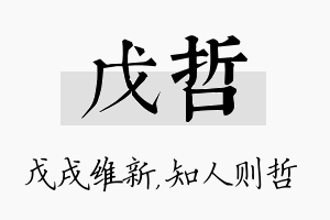 戊哲名字的寓意及含义