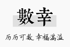 数幸名字的寓意及含义