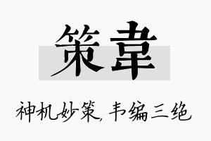 策韦名字的寓意及含义