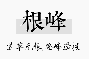 根峰名字的寓意及含义