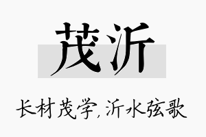 茂沂名字的寓意及含义