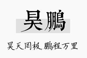 昊鹏名字的寓意及含义