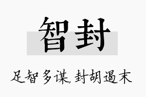 智封名字的寓意及含义