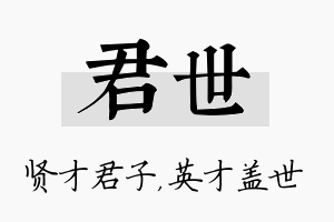 君世名字的寓意及含义