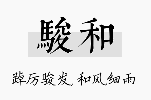 骏和名字的寓意及含义