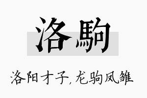 洛驹名字的寓意及含义