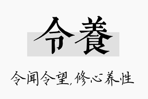 令养名字的寓意及含义