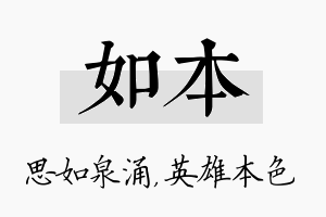 如本名字的寓意及含义