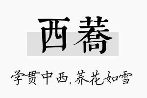 西荞名字的寓意及含义