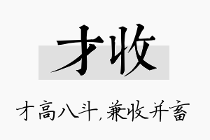 才收名字的寓意及含义