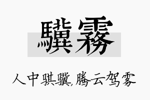 骥雾名字的寓意及含义